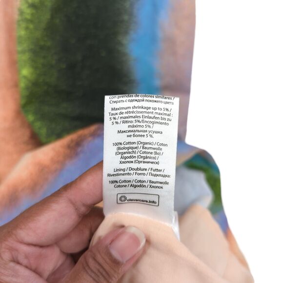 Rotate Women 0 Cara Dress Dusty Orange Watercolor Cutout Puff Sleeve Cotton Midi - Picture 7 of 9